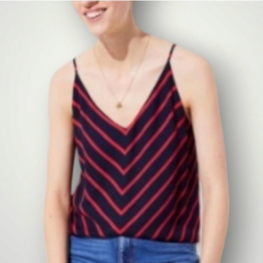 LOFT Navy and Red Chevron Cami